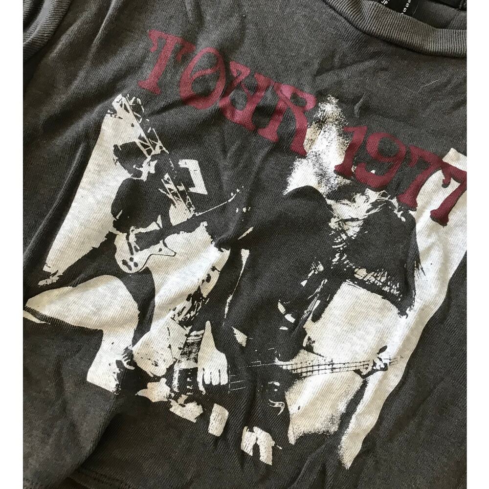 FOREVER 21 gray Tour 1977 basic strappy band rock tshirt top blouse - Picture 2 of 4